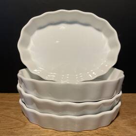 2509727 Sur La Table Scalloped Porcelain Individual Tart Quiche Cr Me Brulee Flan Set 4