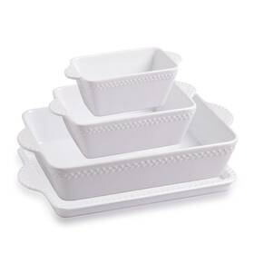 Sweejar 974357379543 Ceramic Baking Dish Lasagna Pans With Trivet Rectangular Bakeware For