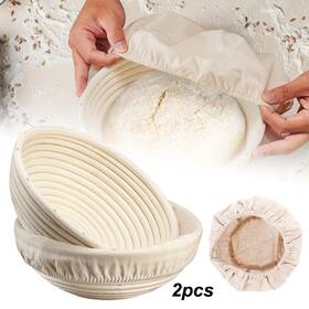 Swice 980595840819 2pack Banneton Bread Proofing Basket Round 9 Inch Handmade Rattan Baskets