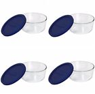 Synchkg048105 Pyrex Storage Round Dish With Dark Blue Plastic Cover Clear