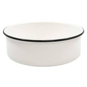 Tablecraft 727875242211 Enamelware Collection Black Rim Solid White Enamel Deep Bowl Baking Pan Camp