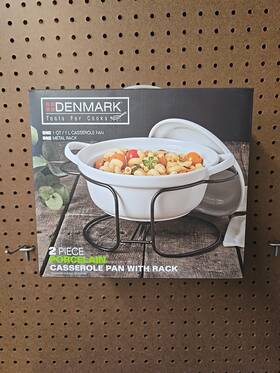 Tabletops Unlimited 048552643290 Denmark Tools For Cooks 2 Pcs Porcelain Casserole Pan With Rack