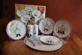 Tabletops Unlimited Pizza 101 15inch Stone Plates S&p Shakers And Utensils New Iob