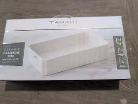 21tc010wh Tahari Home 709996911627 White Ceramic Casserole Dish Baking Stoneware 10.5 Inch #21tc010wh Nib