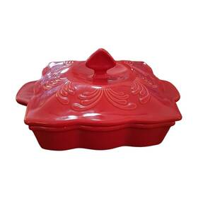 93-tvc17-5 Talavera Collection Chantal Red Brick 7 Inch Square Casserole Baking Dish With Lid