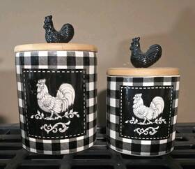 Ppp-ld-tt000891 Tara At Home P3bt53 4 Piece Doodle Doo Canister Set With Wood Lids Ppp-ld-tt000891 Tara At Home P3bt53 4 Piece Doodle Doo Canister Set With Wood Lids