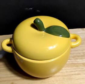 H24-tb-3 Target Bullseye Playground Ceramic Apple Style Ramekin Oven Safe Yellow New Ft24
