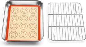 Teamfar 313053938955 Toaster Oven Pan With Rack And Mat 9.3 X 7 1 Mini Baking Cool