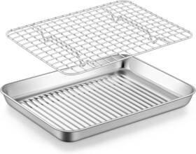 Teamfar 313098940951 Stainless Steel Toaster Oven Tray And Rack Set Broiler Pan 10.5x8x1 In Non-toxic Teamfar 313098940951 Stainless Steel Toaster Oven Tray And Rack Set Broiler Pan 10.5x8x1 In Non-toxic