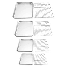 Teamfar 652670652487 Baking Sheet With Rack Set Of 8 Cookie Pans Stainless Steel Bak Teamfar 652670652487 Baking Sheet With Rack Set Of 8 Cookie Pans Stainless Steel Bak