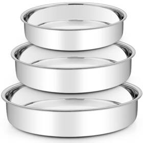 Teamfar 652670652630 Cake Pan Stainless Steel Round Baking Tier Pans Set 8ftft And 9ftft 11