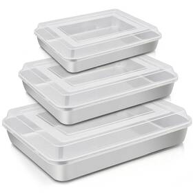 Sslprcp02 Teamfar Lasagna Pan3 Pan And 3 Lids 12 Inch 10 9 Cake Rectangular Baki