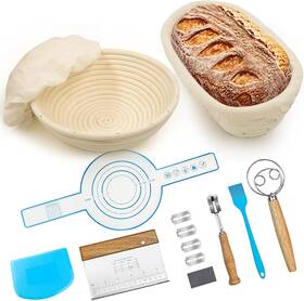 Tebaby 445034767728 Banneton Bread Proofing Baskets - 9 Inch Round And 10 Oval Rattan Sourdough B
