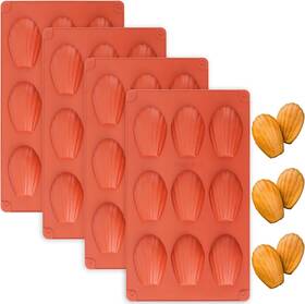 Tecbeauty 445042337333 4pcs Silicone Madeleine Pan 9 Cavity Madeline Mold Nonstick Shell Shaped Cookie