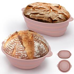 Tecfino 850056896153 Silicone Bread Proofing Baskets 9 Inch Round And 10 Oval Foldable Sourdou