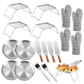 Teenyyou-daqp-3428 Teenyyou 18pcs 12 Inch Round Pizza Pan Set Metal Stands Stainless Steel Tray For