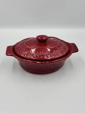 735070 Temp-tations Vintage Grace Merlot Individual Covered Casserole