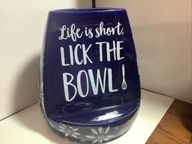 162450 Temp-tations By Tara Temptations Life Is Short Lick The Bowl Blue Tablet Easel Utensil Holder 162450 Temp-tations By Tara Temptations Life Is Short Lick The Bowl Blue Tablet Easel Utensil Holder