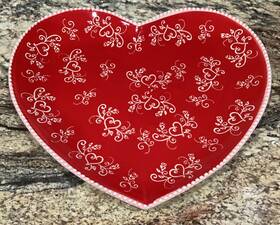 Ppp-sq-954999 Temp-tations By Tara Rare Temptations Lg Floral Lace Red Heart Platter 15 Inch W