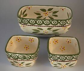 Ff1-xng-972687 Temp-tations By Tara Old World Confetti Floral Loaf Baker And 2 Ramekins Ceramic