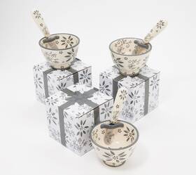 H229478 Temp-tations By Tara Set-of-3 Ramekins And Dip Spreaders Classic Gray K50903
