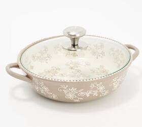 K67134 Temp-tations Floral Lace 2- Quart Bowl With Glass Lid Taupe K67134 Temp-tations Floral Lace 2- Quart Bowl With Glass Lid Taupe