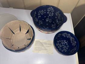 Kfi-xng-952349 Temp-tations 3 Piece Ovenware With Lids By Tara Old World Basketweave Nesting