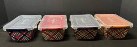 Ppp-hld-973196 Temp-tations By Tara 4 Plaid Mini Loaf Pans With Lids-blue Purple Red Orange