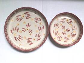Ppp-jn-960069 Temp-tations Old World Cranberry 10 Inch And 8 Shallow Baking Dish Beaded Edge Nwt