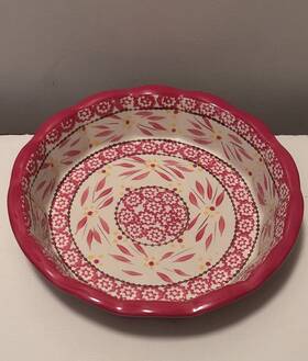 Ppp-sq-739466 Temp-tations Temptations Old World Red Pie Dish Presentable Ovenware By Tara Scalloped 9 Inch