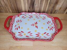 Ppp-sq-853535 Temp-tations Temptations Old World By Tara Red Baking Serving Tray Platter With Handles