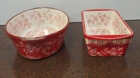Ppp-yt-800476 Temp-tations Pair Of Floral Lace Ovenware- 2.5 Quart Casserole And 1.75 Bakeware Ppp-yt-800476 Temp-tations Pair Of Floral Lace Ovenware- 2.5 Quart Casserole And 1.75 Bakeware