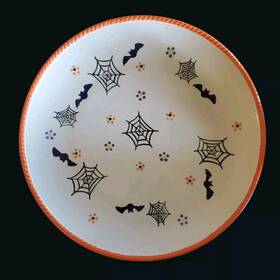 Ppp-hld-125214 Temp-tations Temptations Qvc Halloween By Tara 13 Inch Boofetti Ceramic Serving Plate Tray Web And Bats