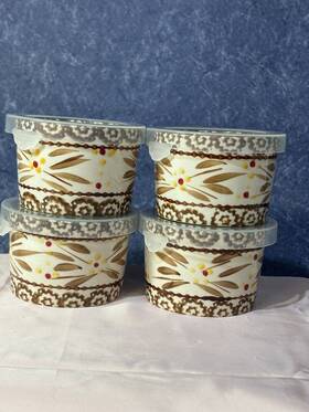 1898d Temptations Temp-tations Ovenware Old World 5 Oz With Covers Set Of 4