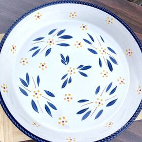 306355 Temptations By Tara Old World Blue 9 Inch Round Casserole Pie Dish