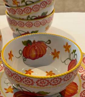 3325 Temptations By Tara Old World Harvest Pumpkin Cereal Bowls Set Of 4