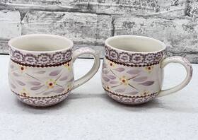 720936 Temptations Temp-tations By Tara Old World Red Cranberry 12 Oz Coffee Tea Mugs Cup Set Of 2
