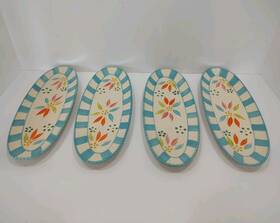848465 Temptations 4 By Tara Old World Aqua Blue Corn Cob Hot Dog Vegetable Dishes New