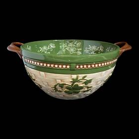 900455 Temptations Temp-tations By Tara Floral Lace Basket Weave Bowl With Handles 2.5 Qts