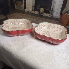 923765 Temptations Red Floral Lace 7.5 Inch Bakeware Dish Ppp-hld Set Of 2