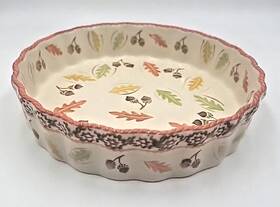 940040 Temptations Old World Fall Harvest Burnt Orange 9.5 Inch Deep Dish Pie Plate