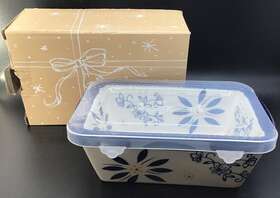973195 Temptations New Tara Ovenware 12 Oz Bakeware Blue Old World Loaf Pan With Lid