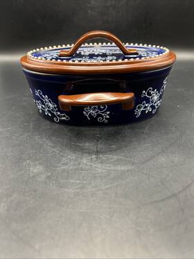 Bb22 Temptations By Tara 16 Oz Blue Floral Lace Baking Dish