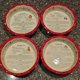 Bt5-427968 Temptations By Tara Christmas Set Of 4 12oz Pie Recipe Dishes 6 Inch Winter Seasonal