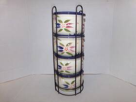 Bt5-515330 Temptations Temp-tations Old World Vivid Stack-a-bowls With Wire Rack. 9pc Set. 24oz Bowls