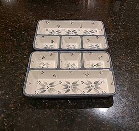 Bt5-p0279295 Temptations Set 2 By Tara Old World Gray Divided Dinner Tv Trays. Oven Safe