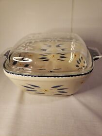 220437 Temptations By Tar Old World Blue 2 Qt Square Oven Casserole With Glass Lid
