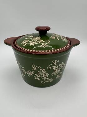 Ea000301 Temptations By Tara Green Floral Lace Casserole Dish With Lid