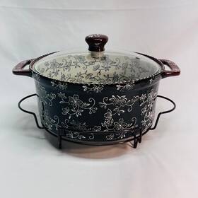 Ppp-jn-855149 Temptations By Tara New 3 Quart Covered Broiler With Stand Floral Lace 9 Inch Dia X 4 H