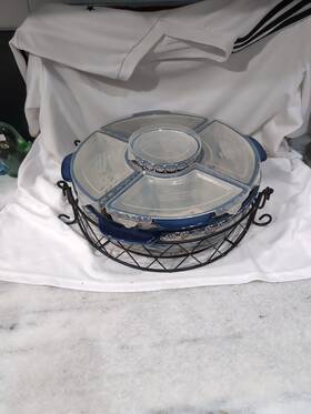 Ppp-yt-713089 Temptations By Tara Temp-tations Old World 11 Pc Ceramic Lazy Susan Casserole/snack Dish